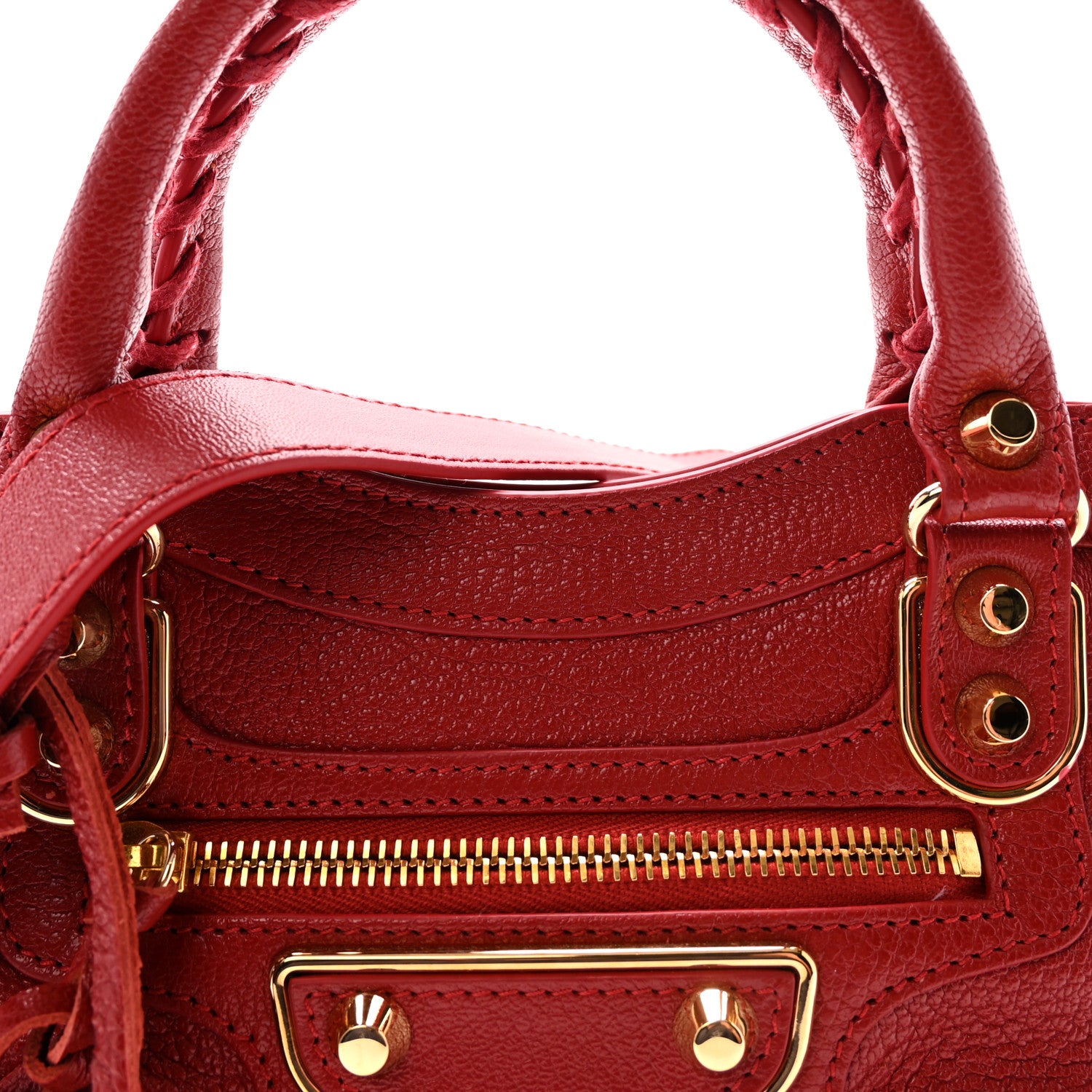 Balenciaga Chevre Gold Metallic Edge Hardware Mini City Rouge Groseille 8 of 11
