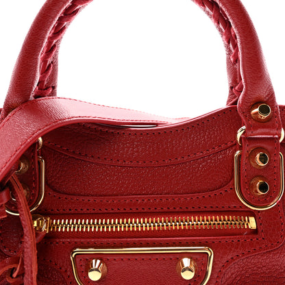 Balenciaga Chevre Gold Metallic Edge Hardware Mini City Rouge Groseille 8 of 11