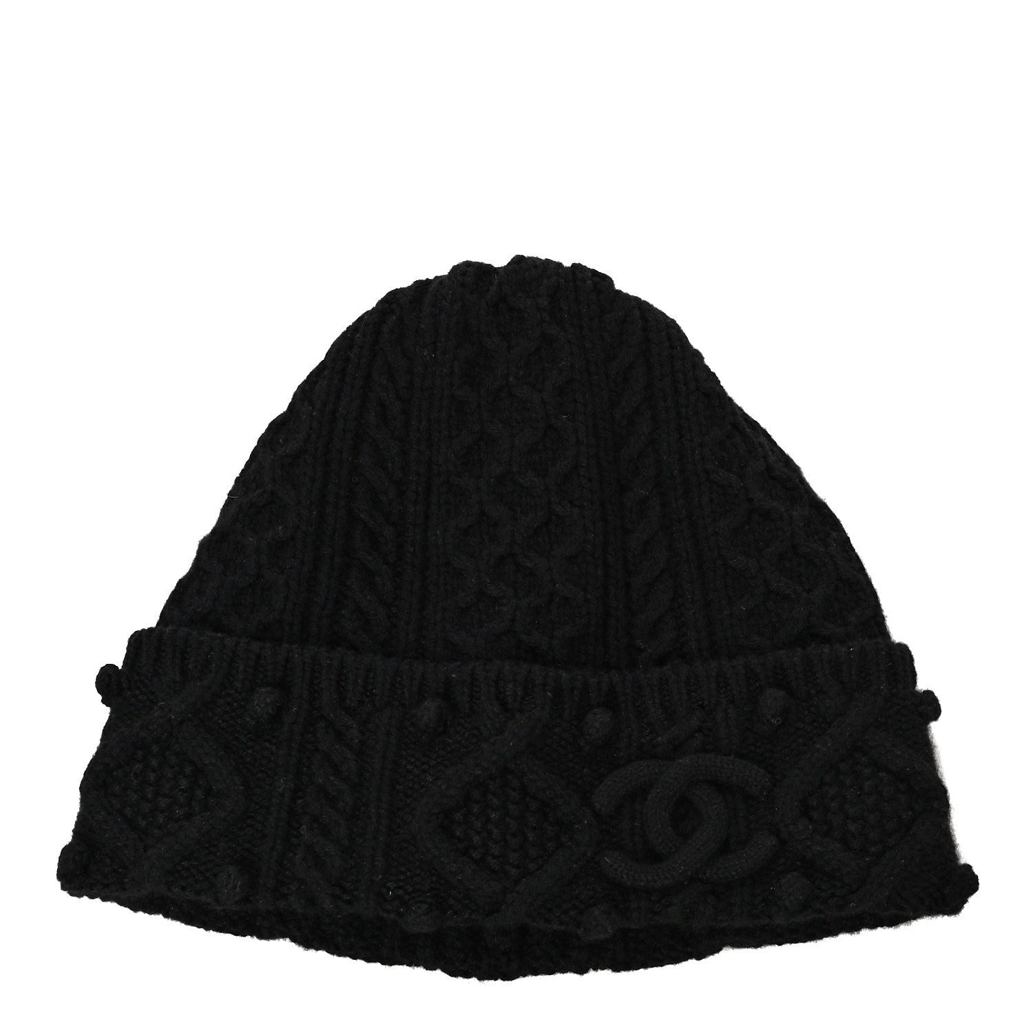 Chanel Cashmere CC Beanie Hat Black 1 of 6