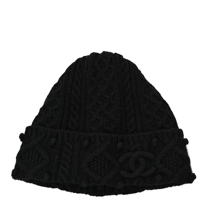 Chanel Cashmere CC Beanie Hat Black 1 of 6