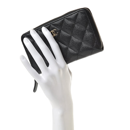 Chanel Caviar Quilted Small Zip Around Wallet Black 2 of 9