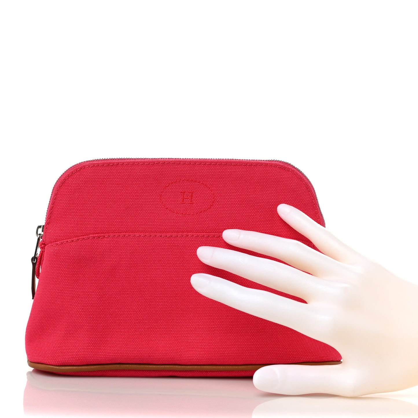 Cotton Canvas Mini Bolide Travel Cosmetic Pouch Hibiscus