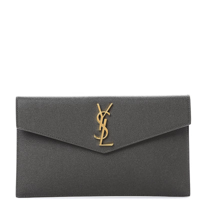 Saint Laurent Grain De Poudre Uptown Pouch Pebble 1 of 7