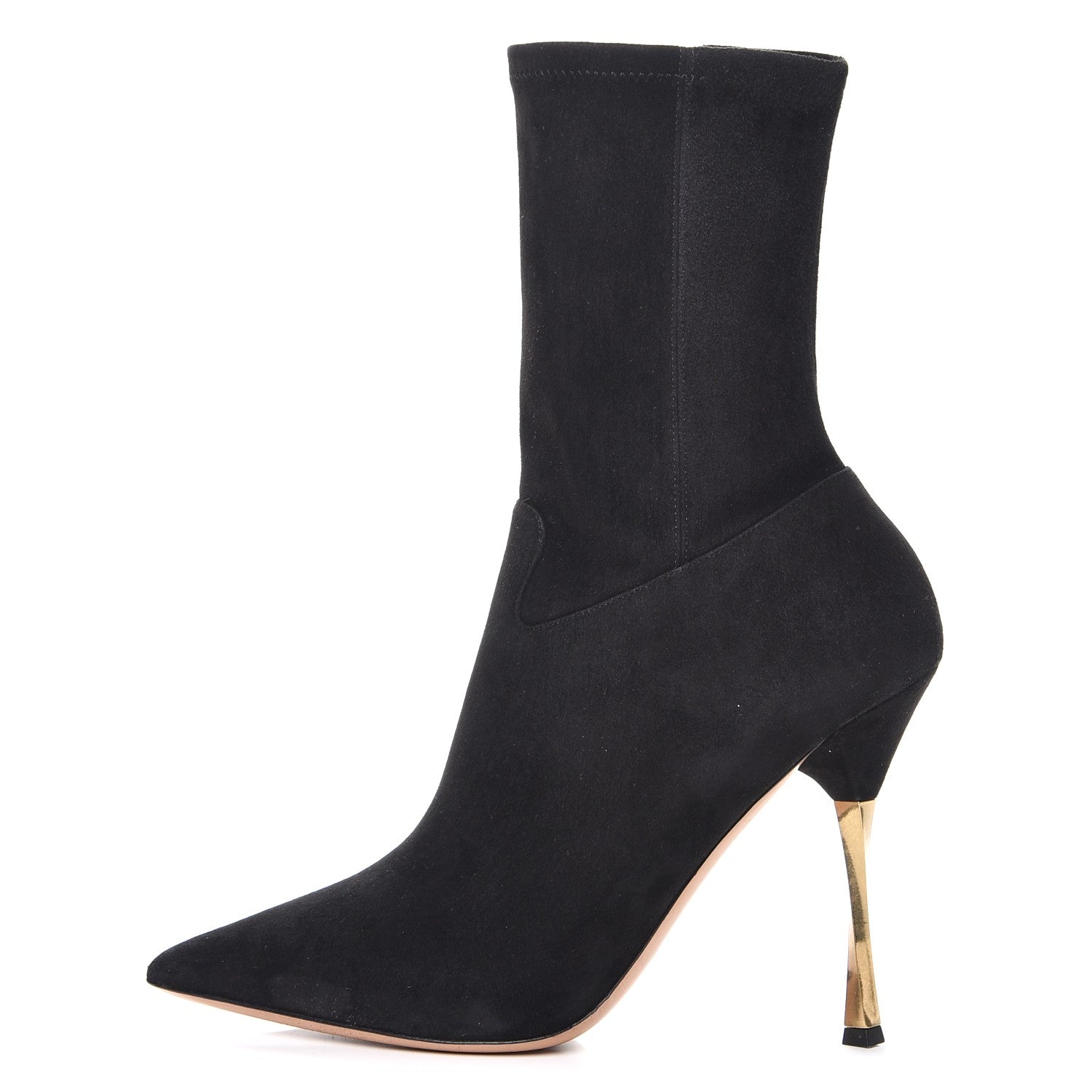 Valentino Garavani Suede Stretch Pointed Toe Mid Calf Boots 39 Black 1 of 8