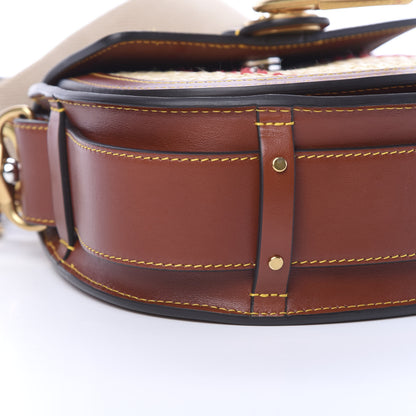 Chloe Calfskin Raffia Embroidered Small Tess Bag Sepia Brown 8 of 9