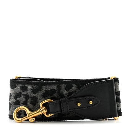 Christian Dior Canvas Mizza Embroidered Leopard Shoulder Strap Grey 1 of 6