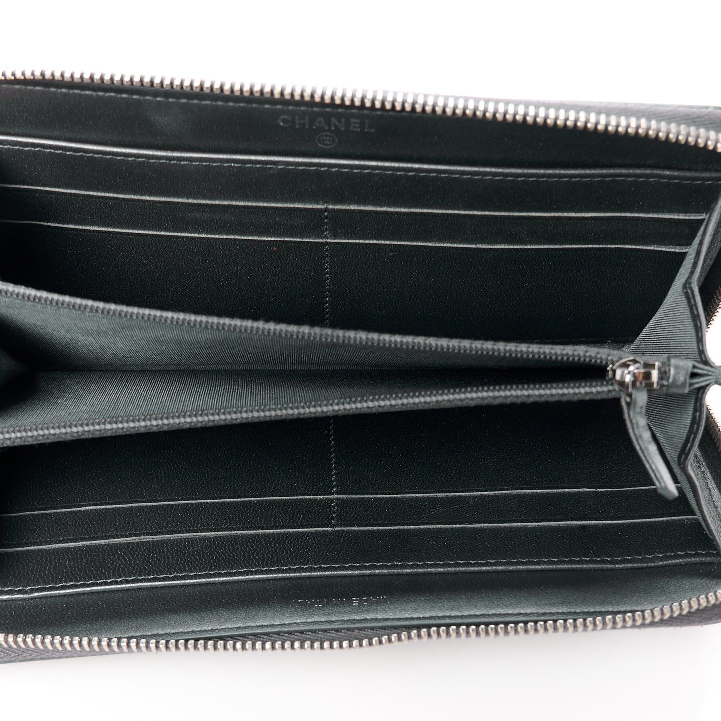 Metallic Galuchat Stingray Lambskin Boy Gusset Zip Wallet Dark Silver