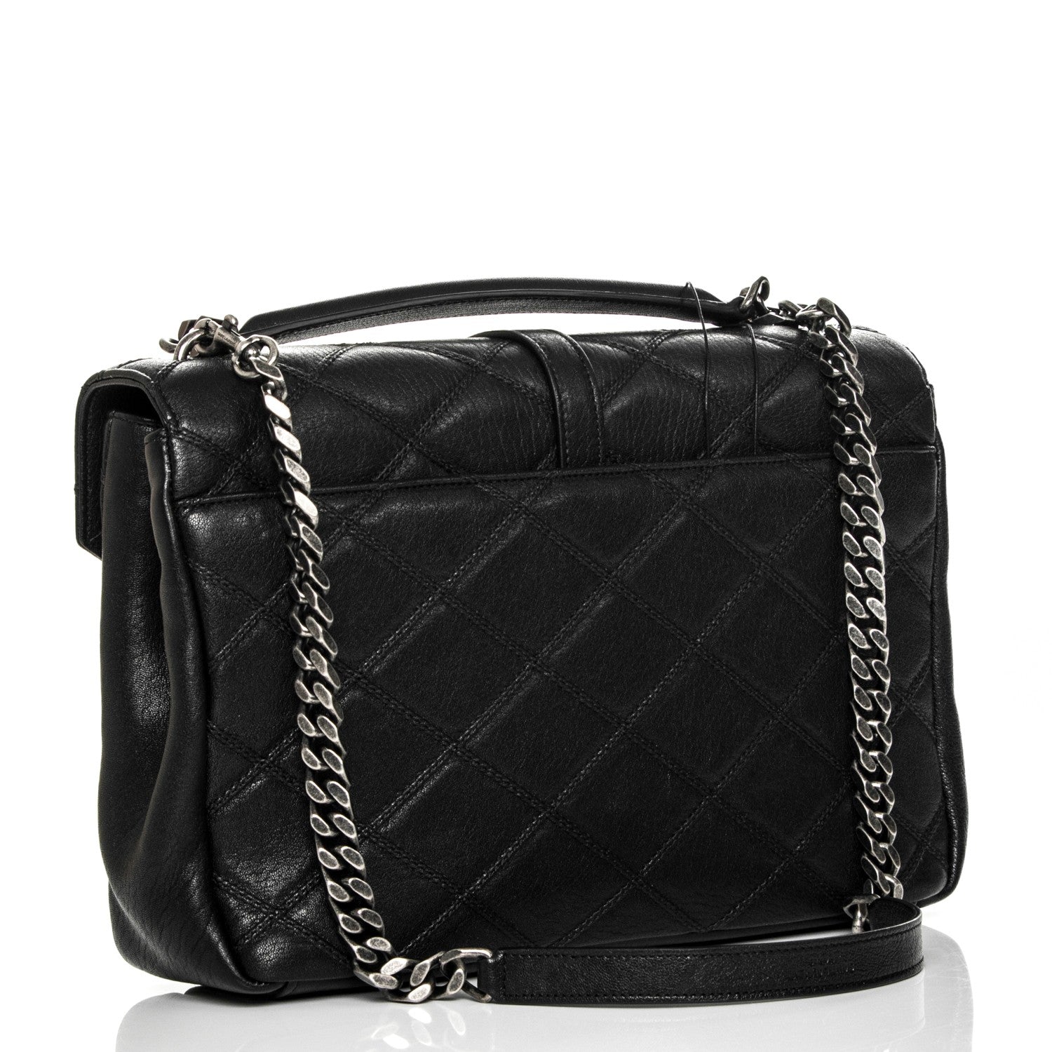 Saint Laurent Sheepskin Quilted Monogram Large College Satchel Black 4 of 11