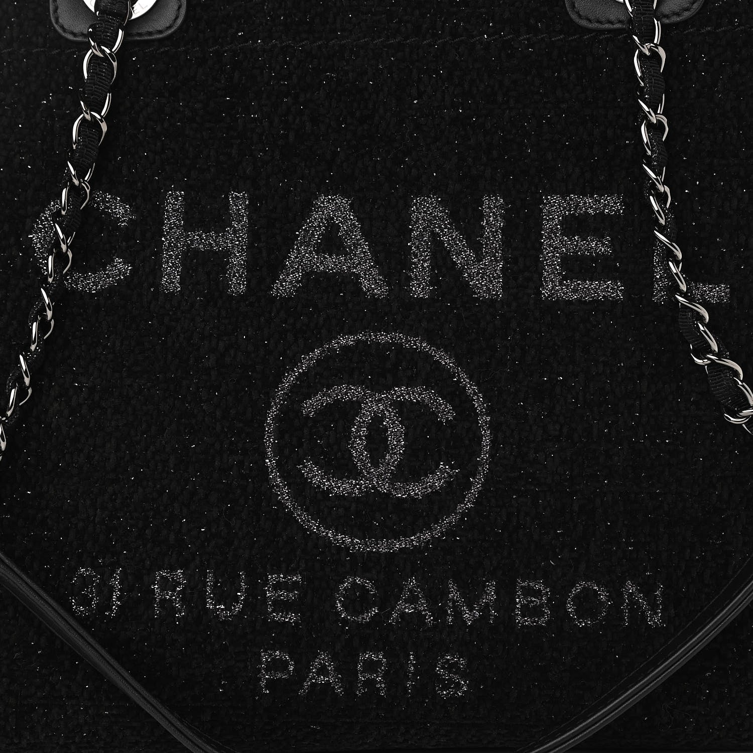 Chanel Lurex Boucle Small Deauville Tote Black 7 of 9