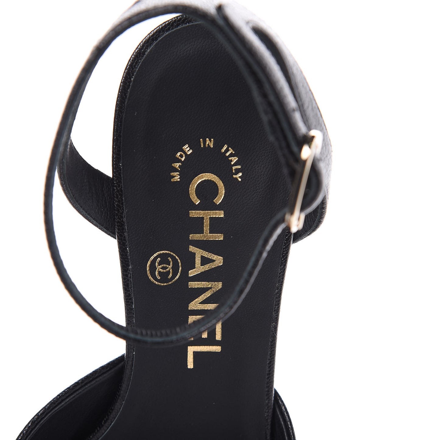 Goatskin Cap Toe CC Slingback Pumps 36 Black