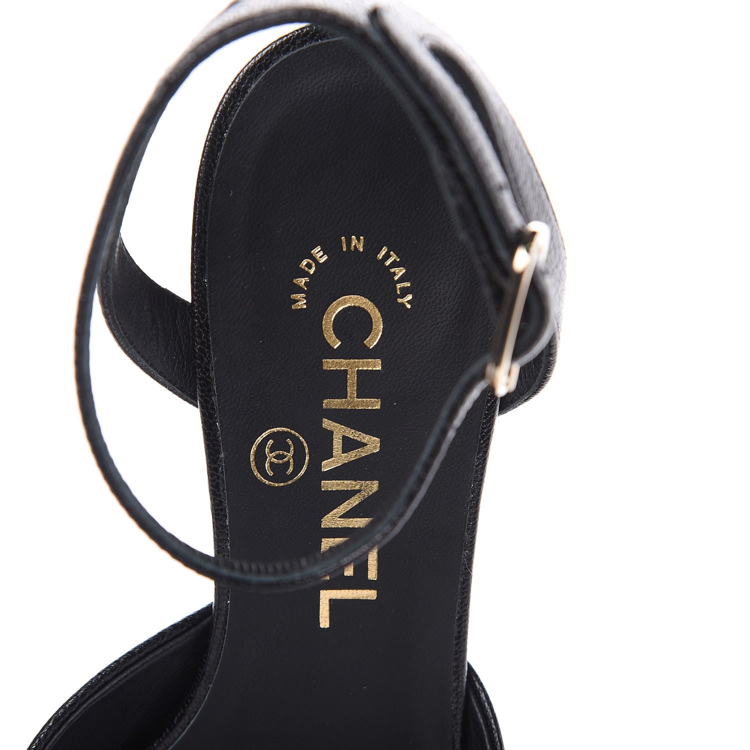 Chanel Goatskin Cap Toe CC Slingback Pumps 36 Black 6 of 10
