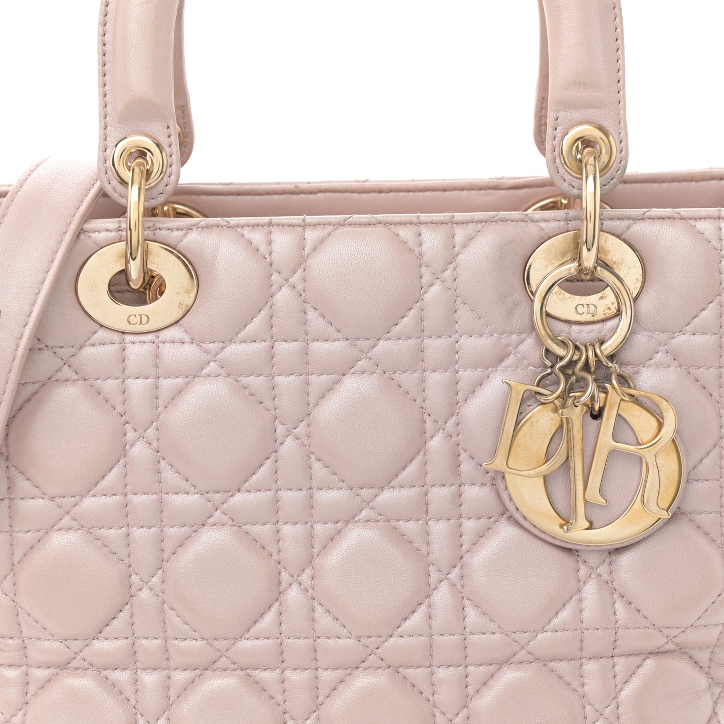 Metallic Lambskin Cannage Medium Lady Dior Lotus