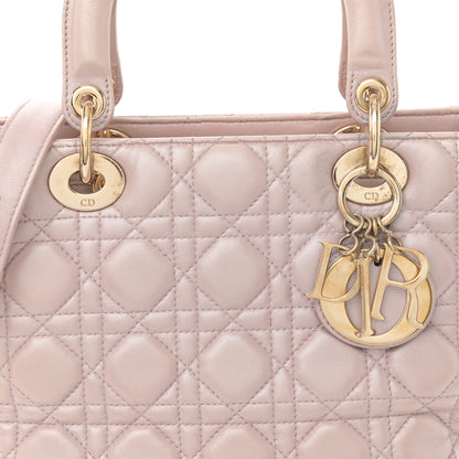 Christian Dior Metallic Lambskin Cannage Medium Lady Dior Lotus 8 of 13