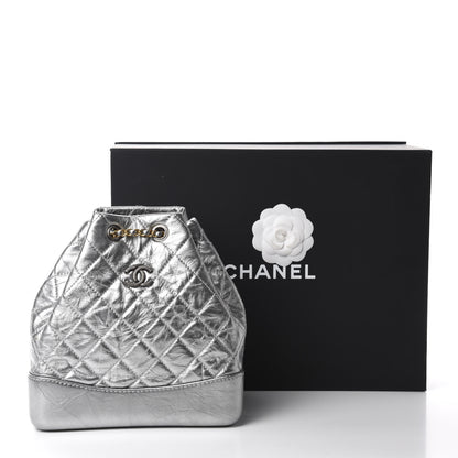 Chanel Metallic Crumpled Calfskin Quilted Small Gabrielle Backpack Silver 9 of 9