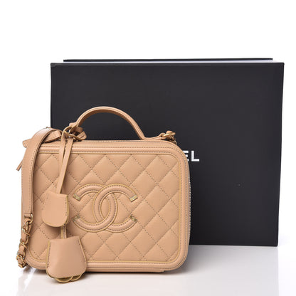 Chanel Caviar Quilted Medium CC Filigree Vanity Case Beige 12 of 17