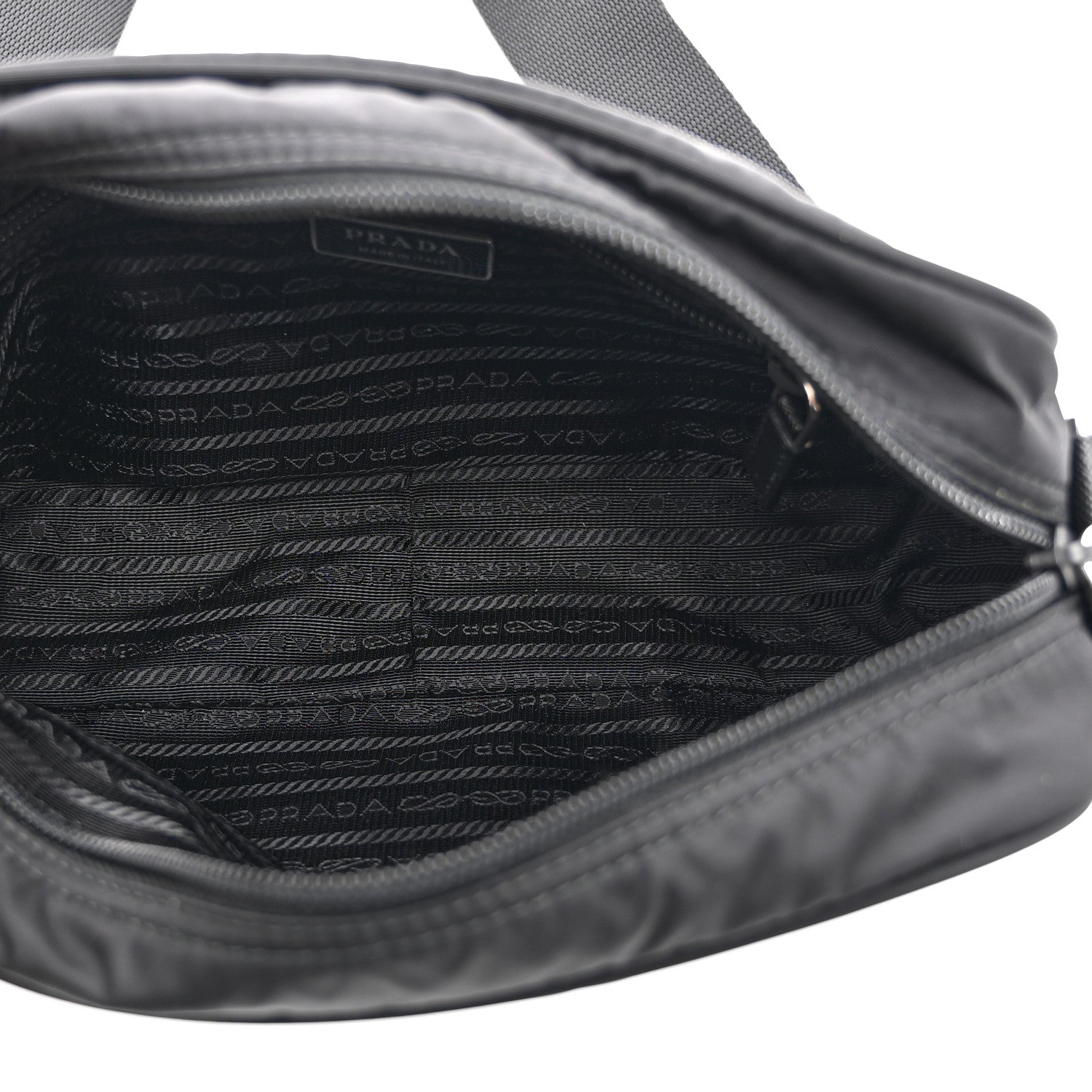 Prada Re-Nylon Vela Saffiano Pocket Double Zip Shoulder Bag Black 5 of 10