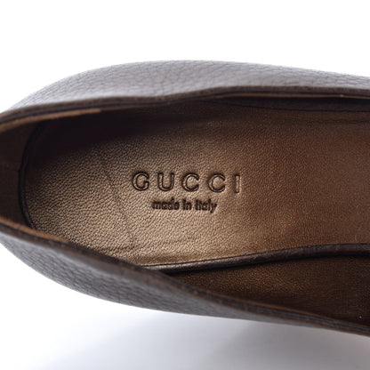 Gucci Metallic Cellarius Calfskin Horsebit Wedges 36 Winter Leaf 7 of 10