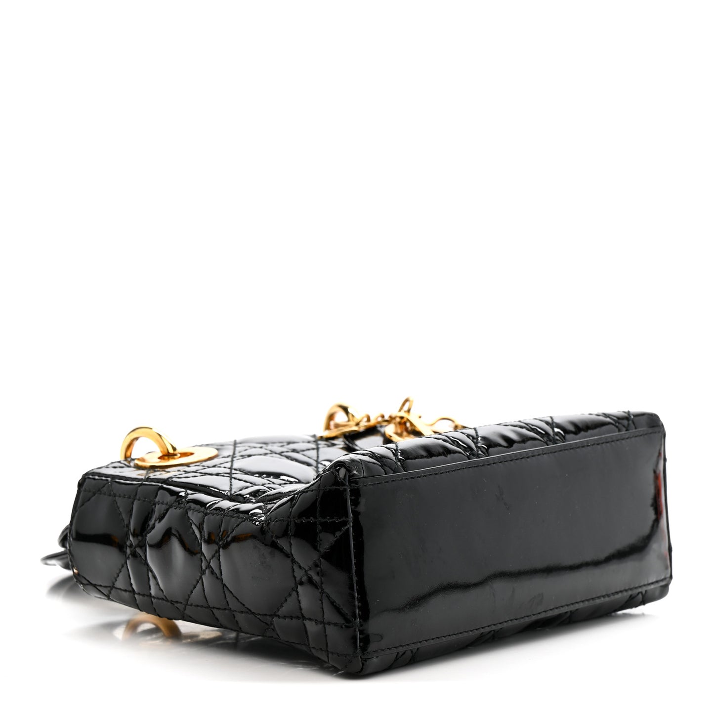 Patent Cannage Mini Lady Dior Black
