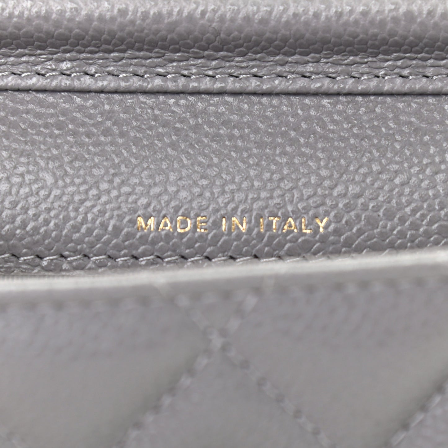 Caviar Quilted Miss Coco Clutch With Chain Grey