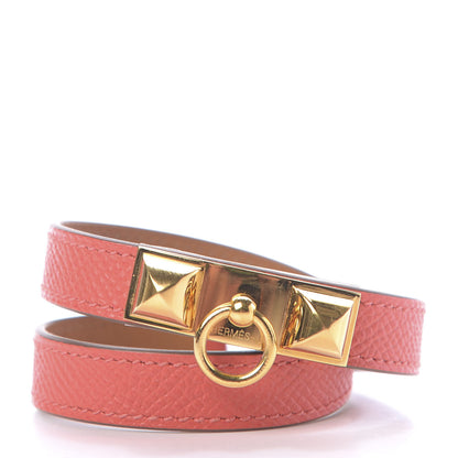Hermes Epsom Rivale Double Tour Bracelet S Rose Jaipur 5 of 5