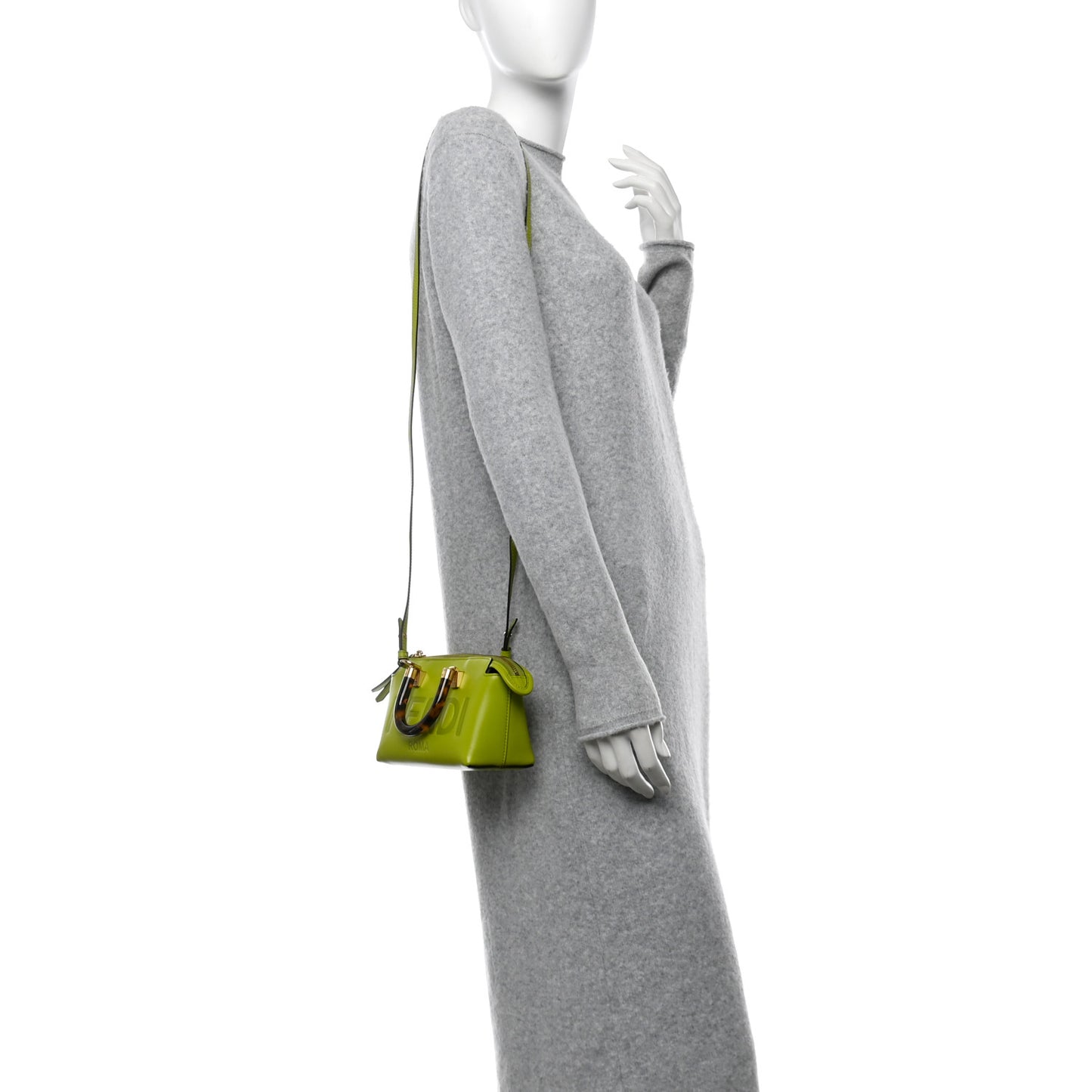 Vitello King Plexiglass Logo Embossed Mini By The Way Top Handle Boston Bag Wasabi