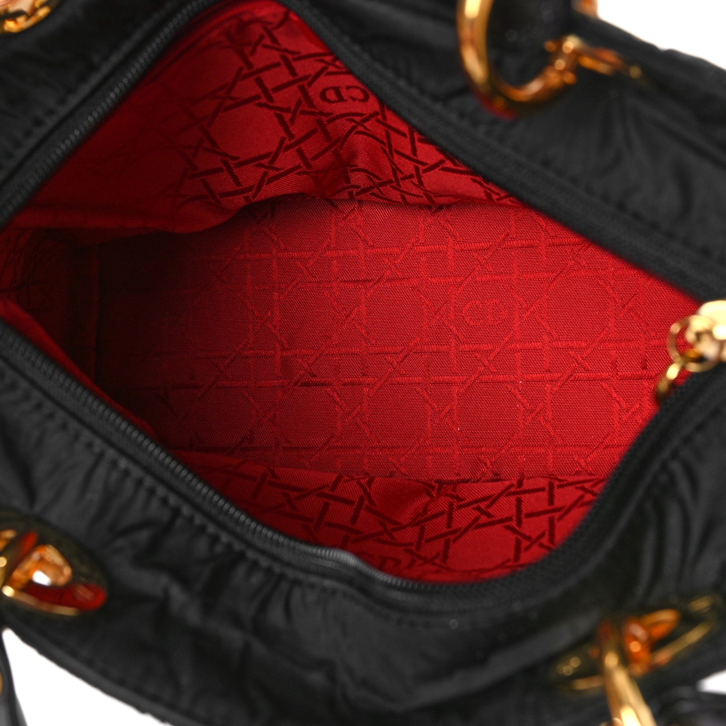 Nylon Cannage Medium Lady Dior Black