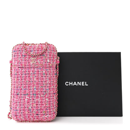 Chanel Tweed Chain Around Phone Holder Pink Blue White 11 of 11