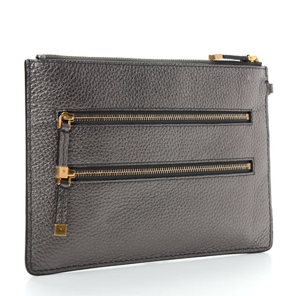 Christian Dior Metallic Grained Calfskin J'Adior Zip Pouch Gunmetal 3 of 9