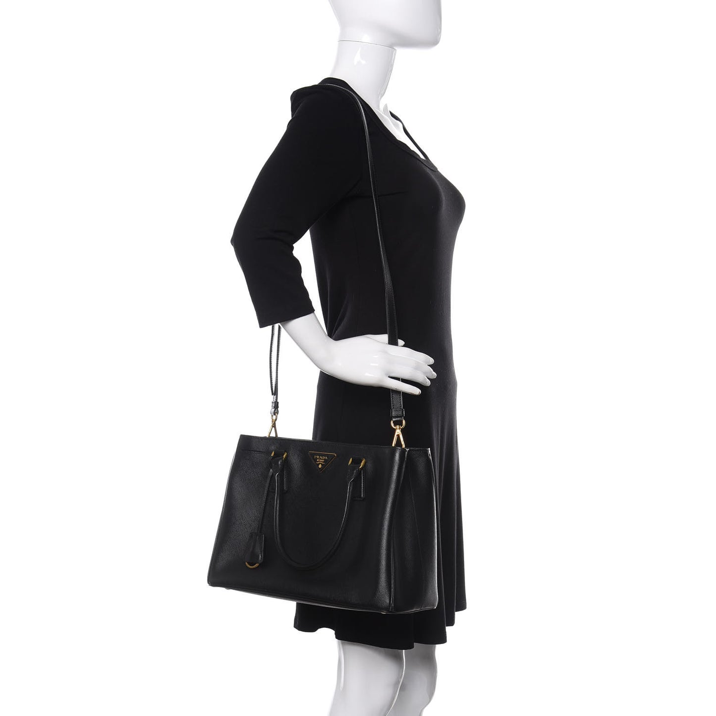 Saffiano Lux Medium Tote Black