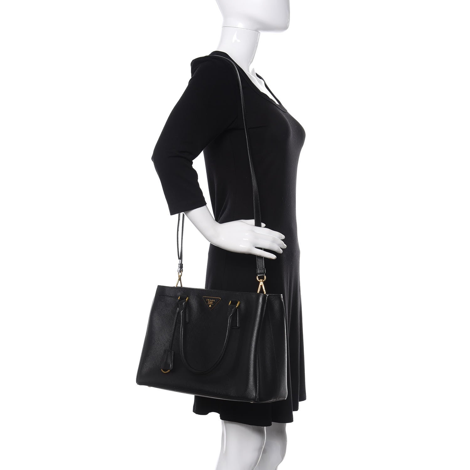 Prada Saffiano Lux Medium Tote Black 2 of 12