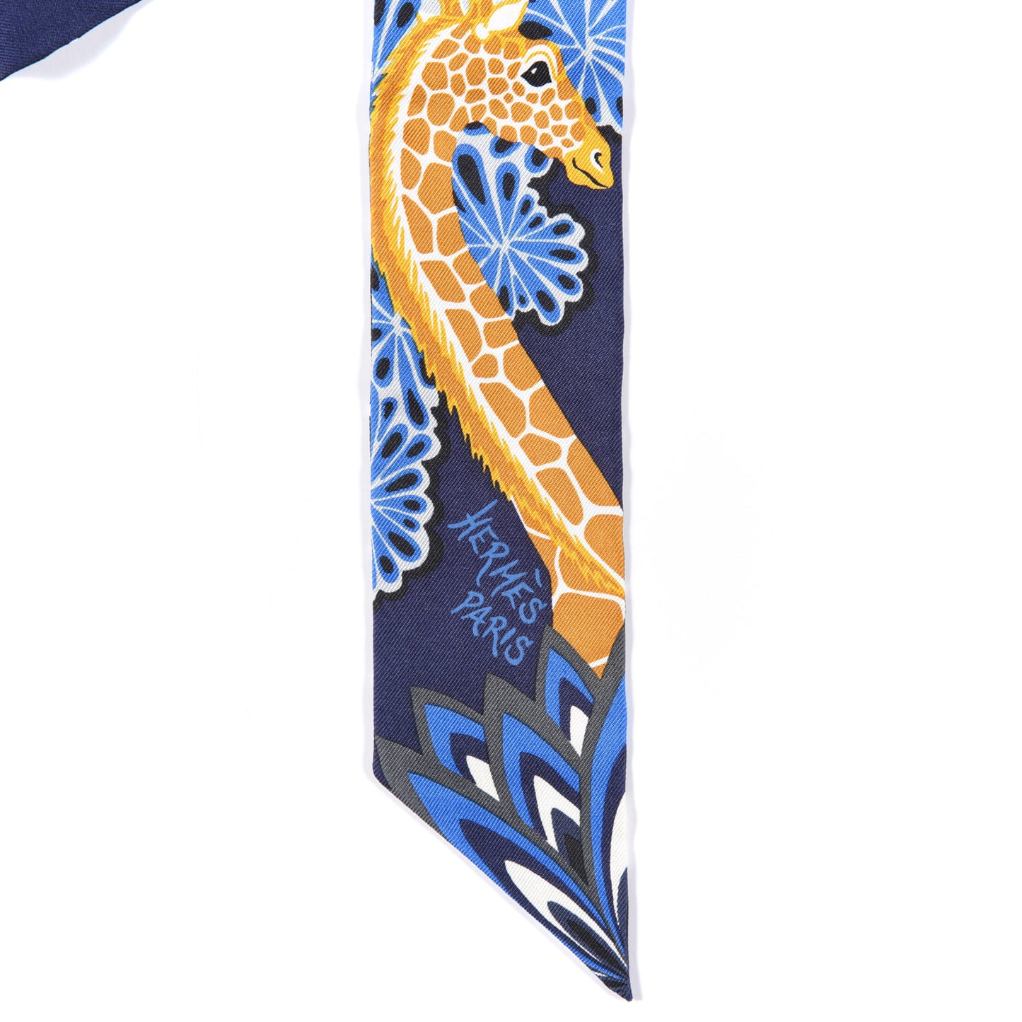Silk The Three Graces Twilly Bleu Nuit Gold Black