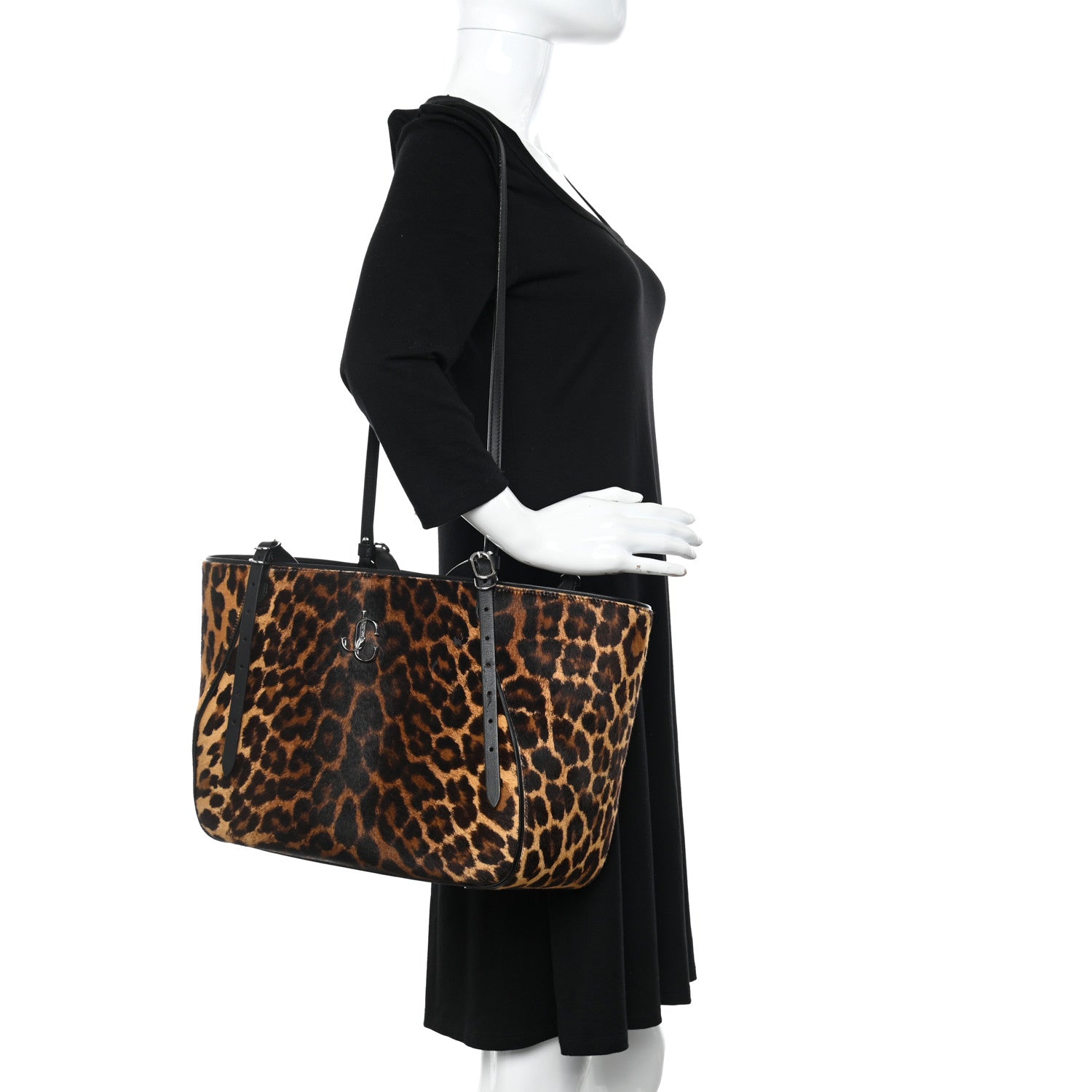 Jimmy Choo Pony Hair Leopard Print Large Varenne Tote Bag Natural 2 of 12