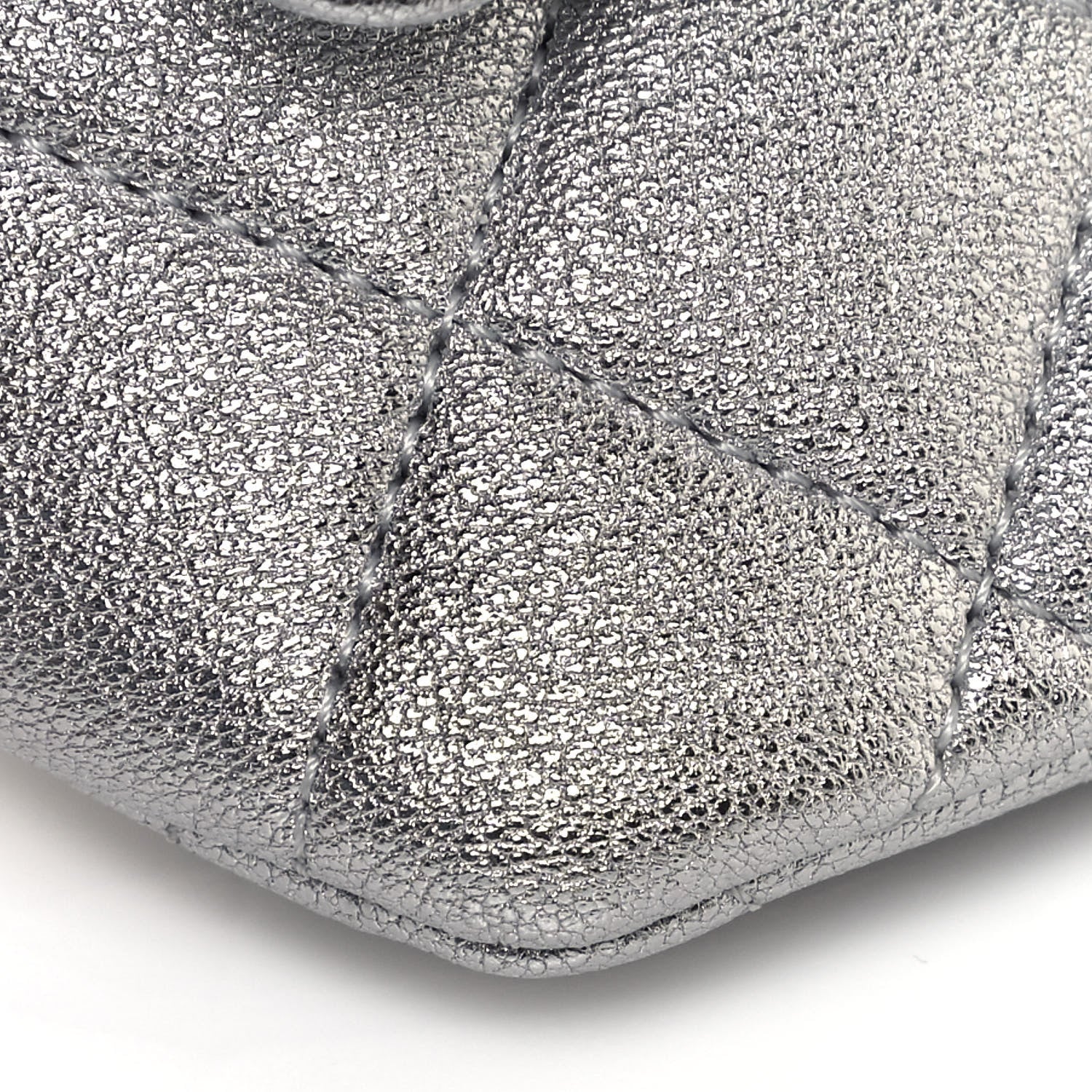 Chanel Metallic Lambskin Quilted Glasses Case With Chain Silver 10 of 14