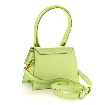 Jacquemus Calfskin Crocodile Embossed Le Chiquito Moyen Light Green 2 of 8