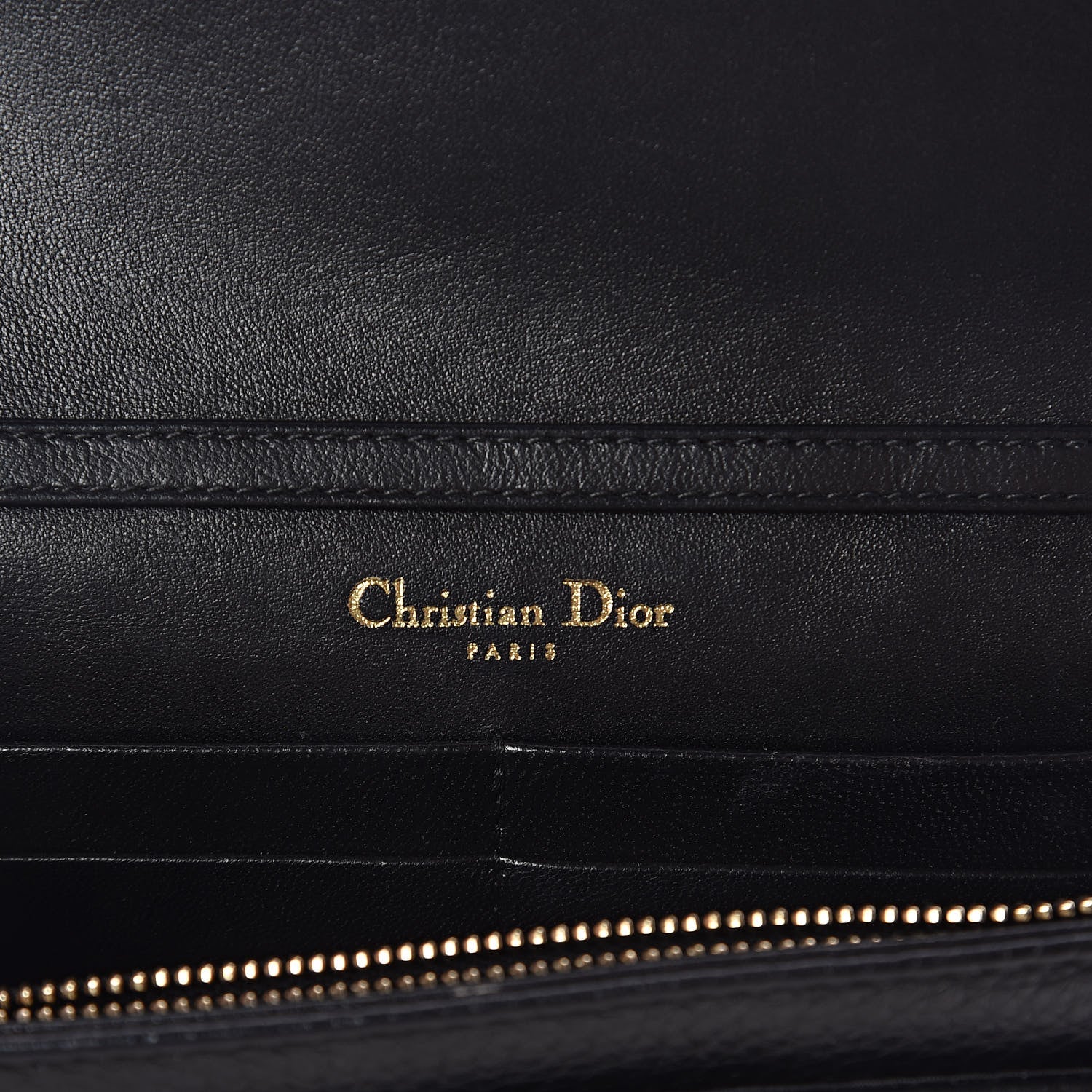 Christian Dior Grained Calfskin Diorama Wallet on Chain Pouch Black 6 of 9