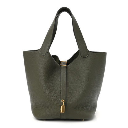 Hermes Taurillon Clemence Picotin Lock 22 MM Vert Maquis 1 of 8