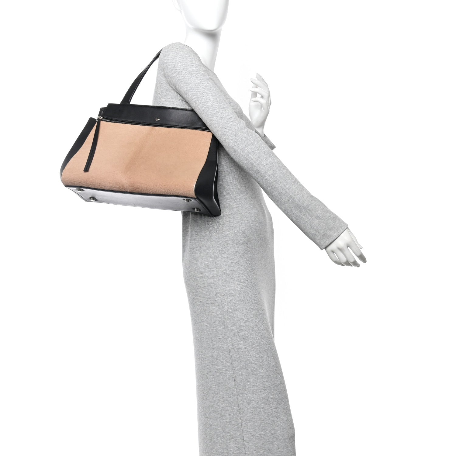 Celine Pony Hair Calfskin Medium Edge Shoulder Bag Praline 2 of 10