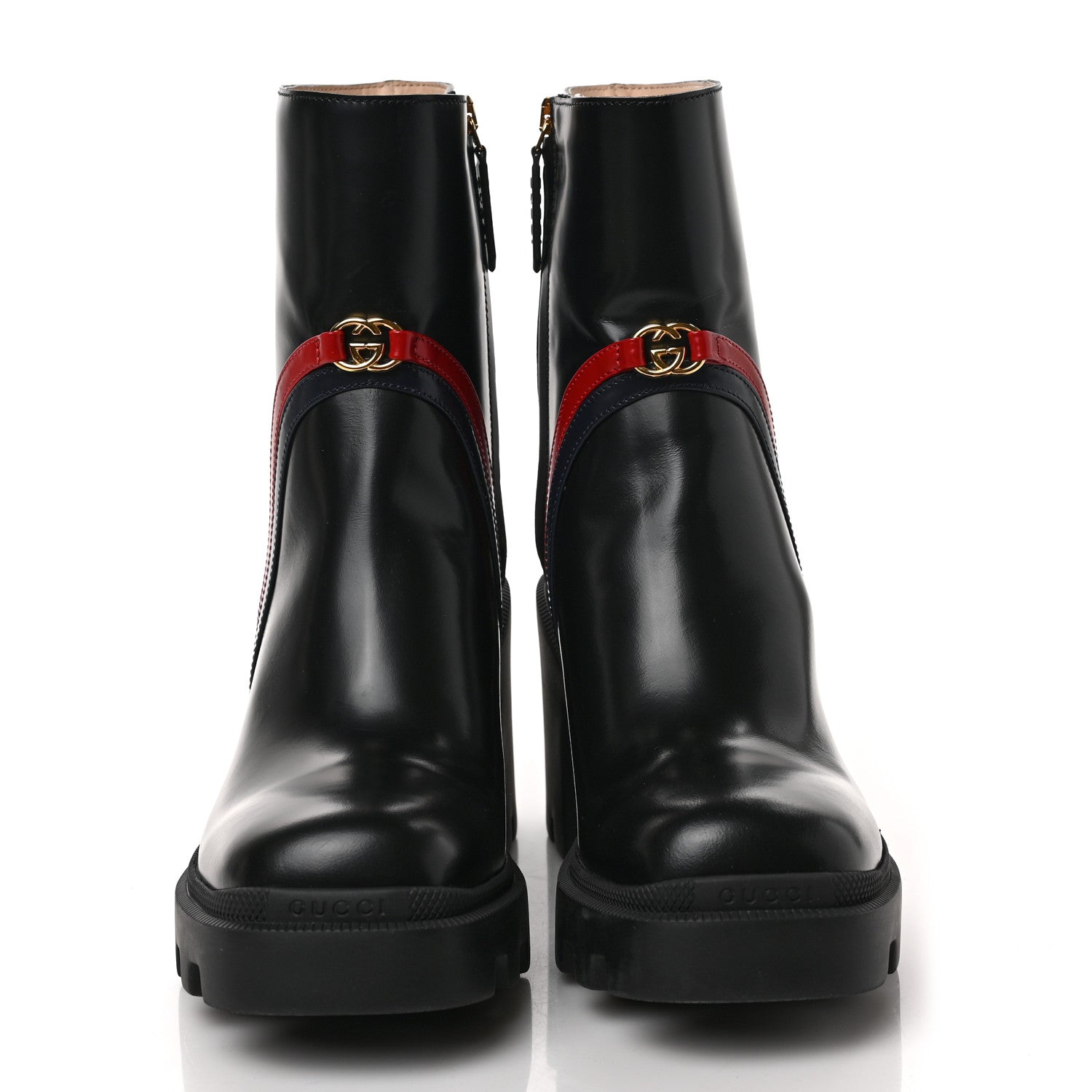 Gucci Calfskin Ankle Boots 39 Black Blue Hibiscus Red 2 of 9