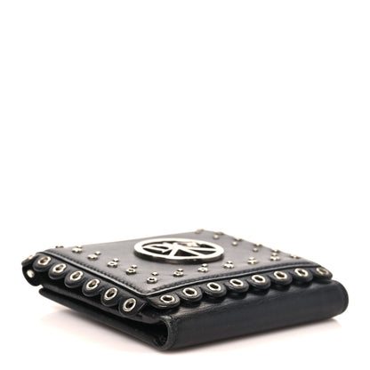 Christian Dior Calfskin Studded Peace Compact Wallet Black 4 of 8