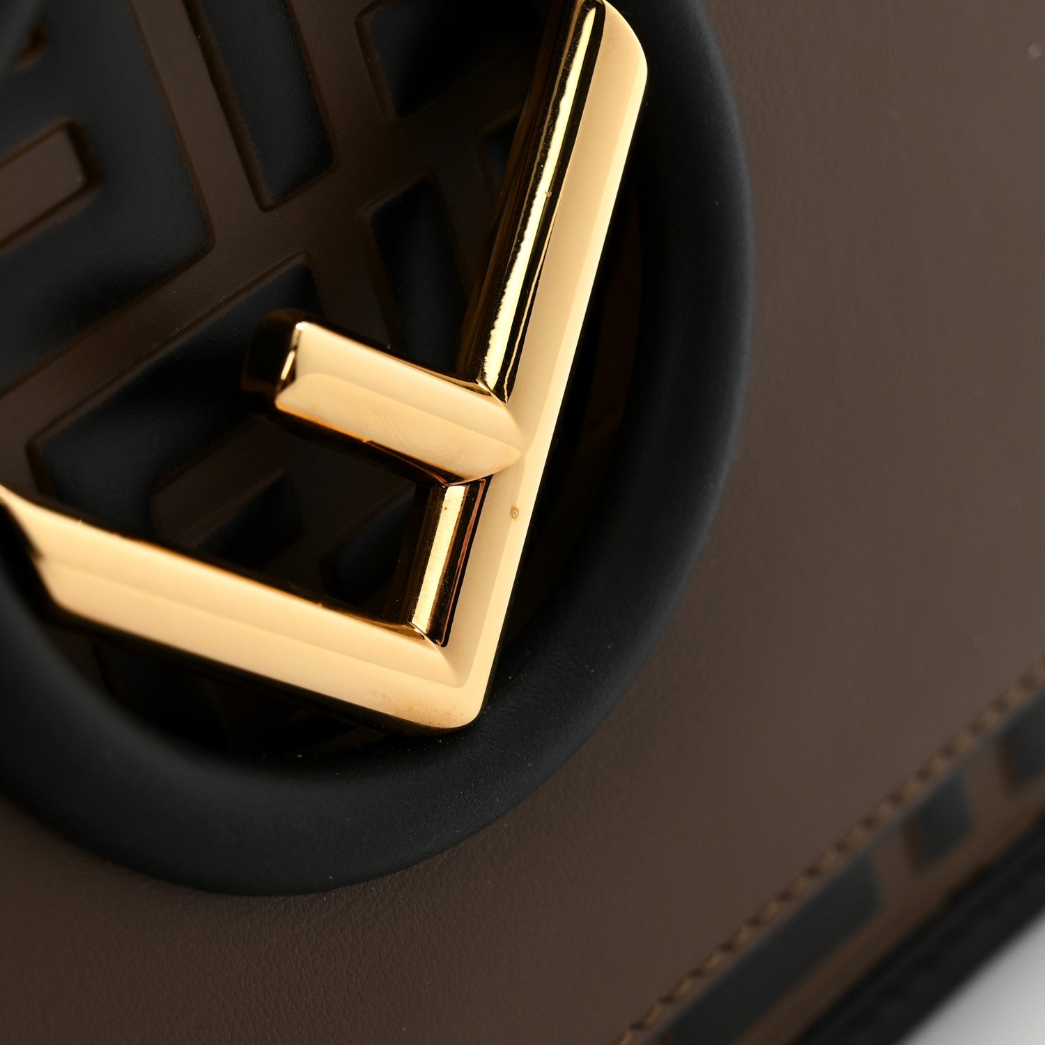 Fendi Vitello Century F is Fendi Bi-Color FF 1974 Embossed Small Kan I Shoulder Bag Maya Black 11 of 12
