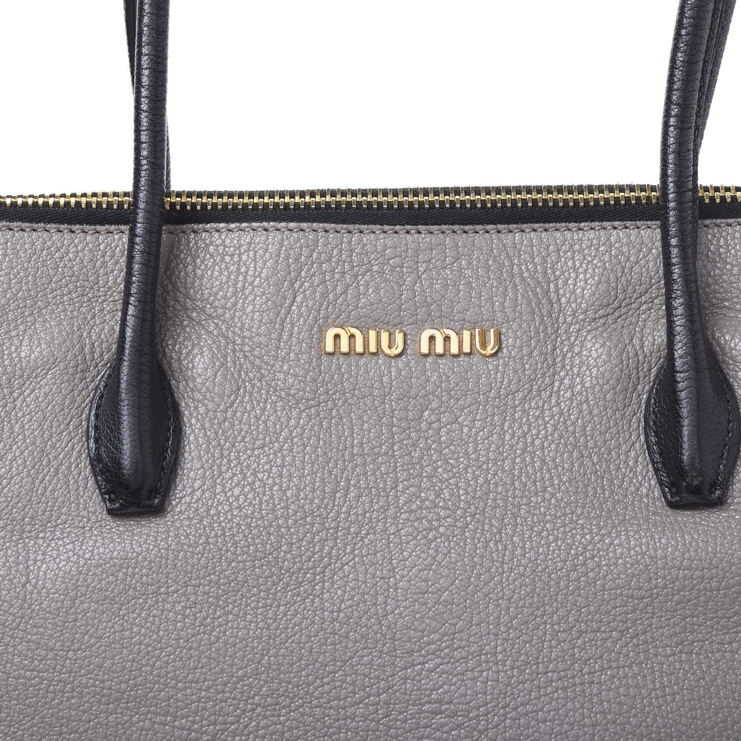 Miu Miu Goatskin Madras Zip Tote Argilla Black 10 of 10
