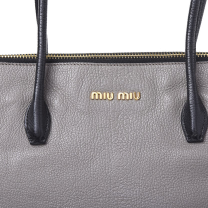 Miu Miu Goatskin Madras Zip Tote Argilla Black 10 of 10