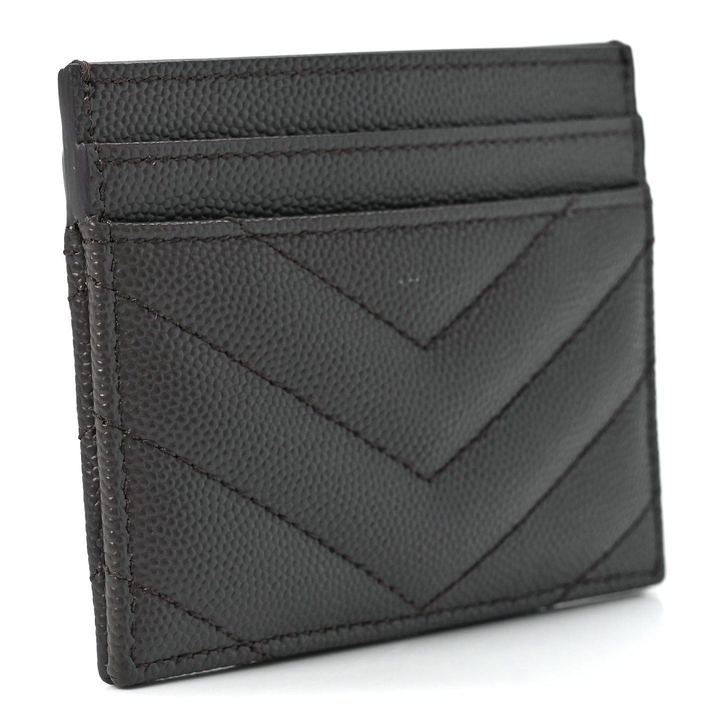 Grain De Poudre Matelasse Chevron Monogram Credit Card Case Coal