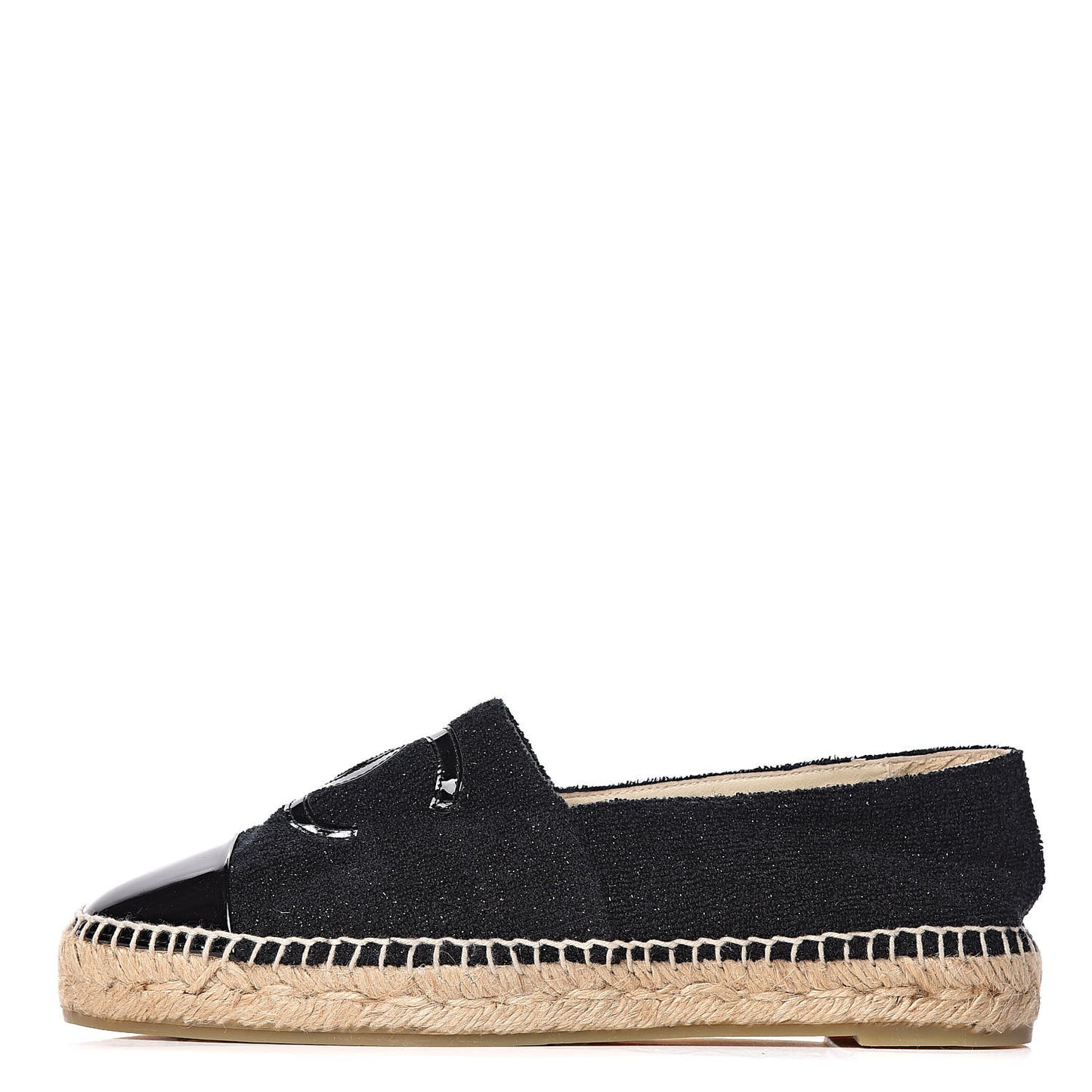 Fabric Patent Calfskin CC Espadrilles 39 Black