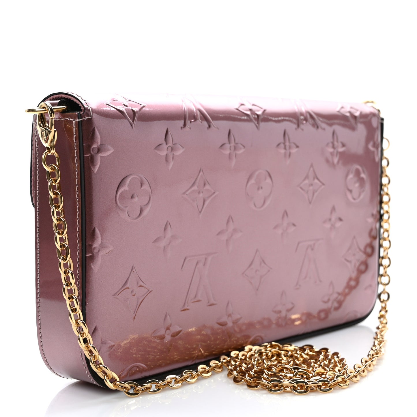Vernis Pochette Felicie Chain Wallet Metallic Pale Pink