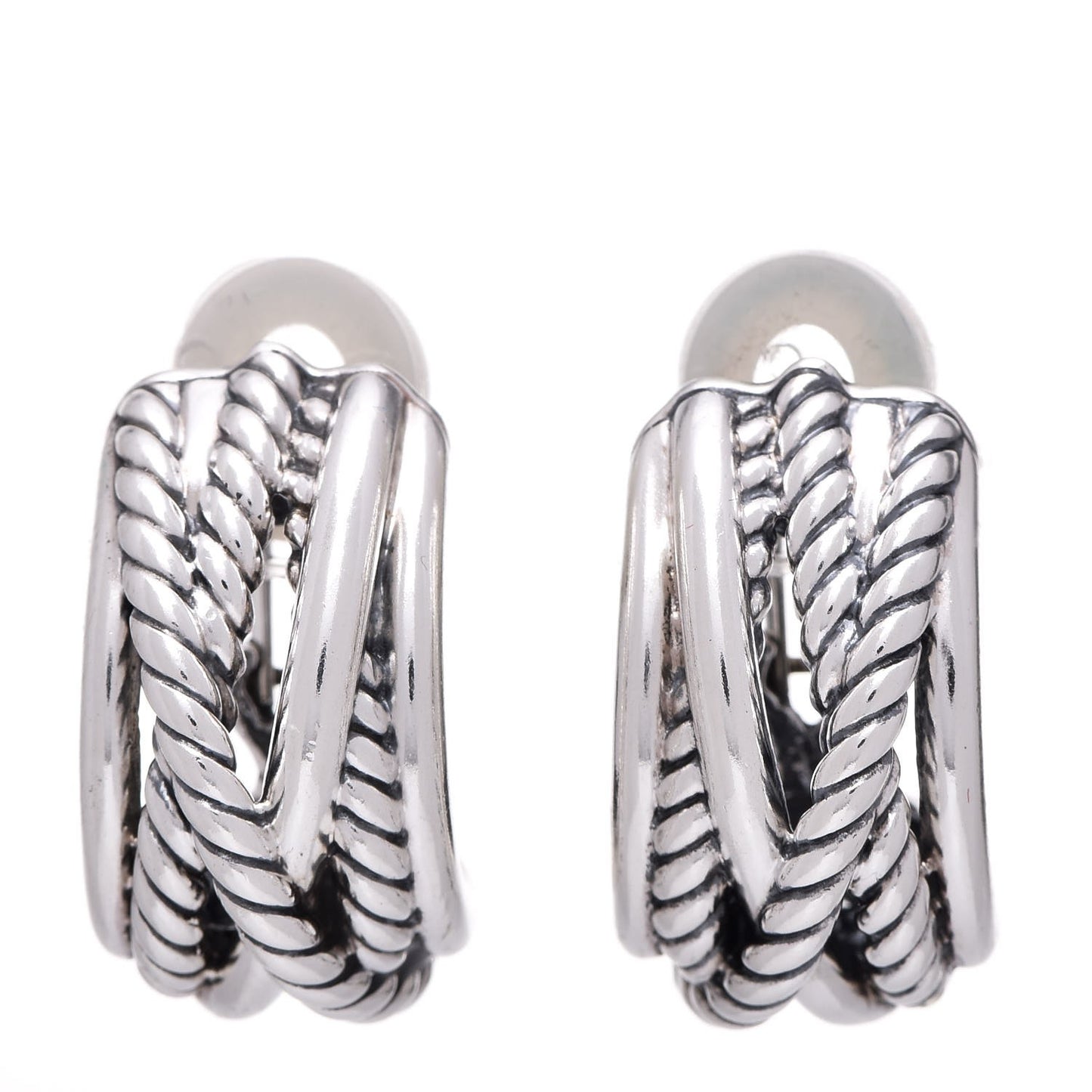Sterling Silver Crossover Shrimp Earrings