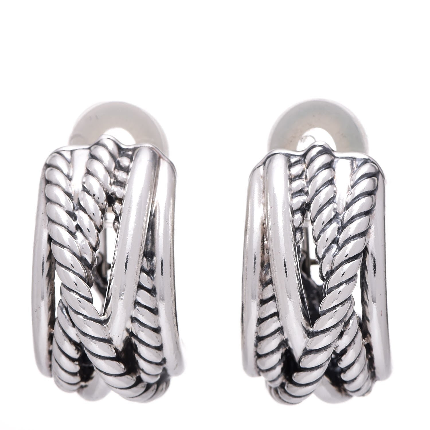 David Yurman Sterling Silver Crossover Shrimp Earrings 1 of 4