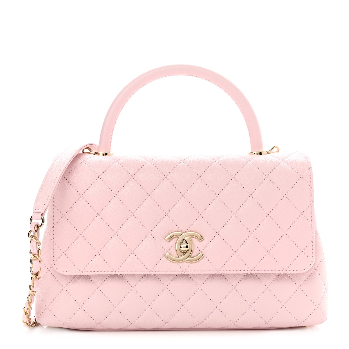 Caviar Quilted Small Coco Handle Flap Light Pink