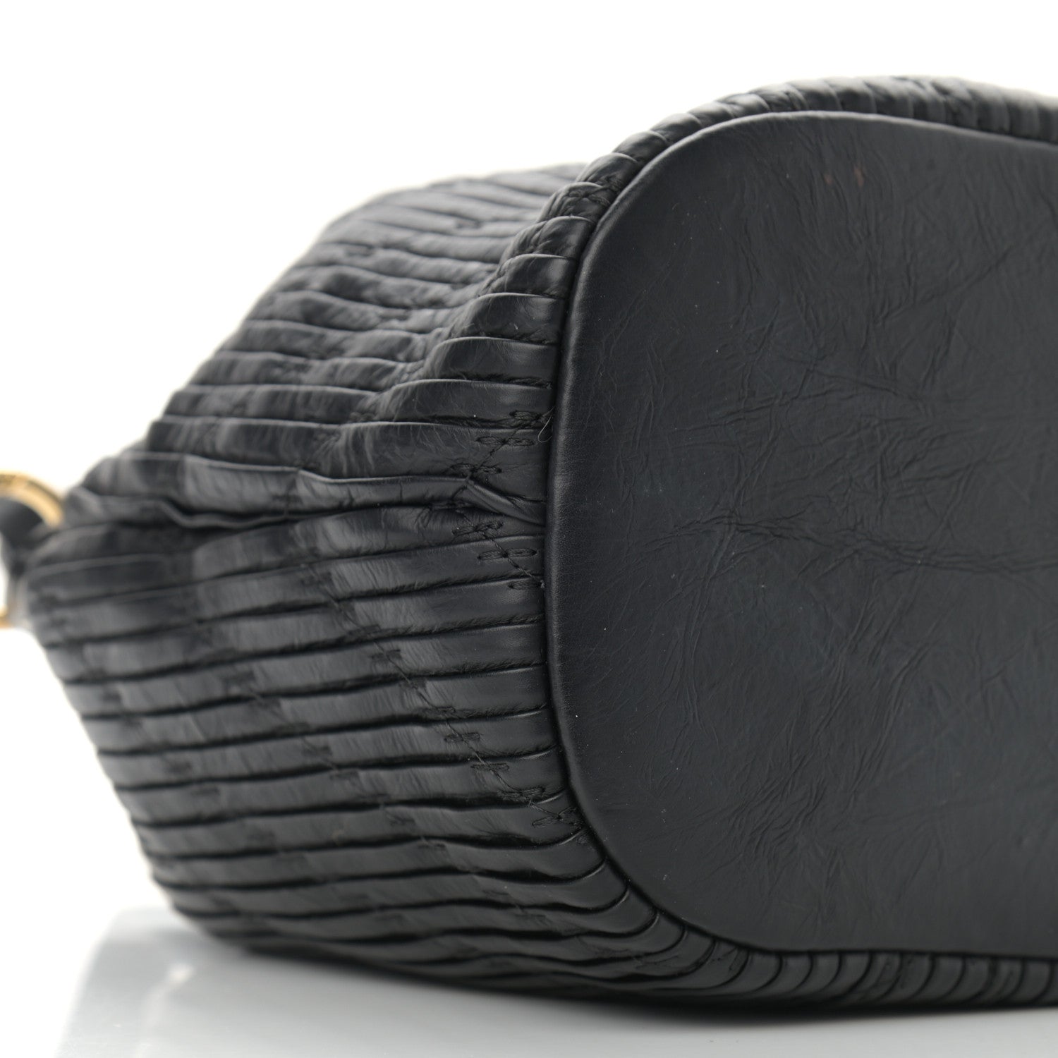 Chanel Iridescent Crumpled Calfskin Coco Pleats Small Drawstring Bag Black 9 of 10