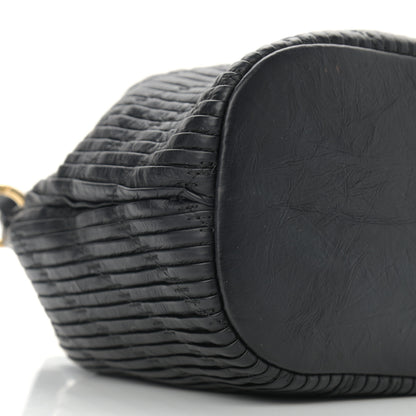 Chanel Iridescent Crumpled Calfskin Coco Pleats Small Drawstring Bag Black 9 of 10